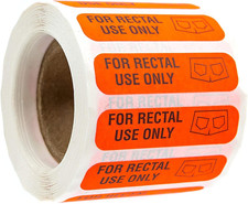 Red for Rectal Use Only Stickers / 500 Small Labels / 0.375" X 1.5" Fluorescent