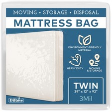 Mattress Storage Bag - Twin Size Thick Plastic Moving Cover, Transport, Dispo...