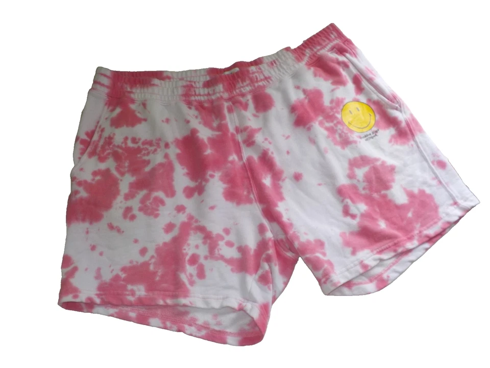 H&M x THE SMILEY COMPANY Hippie Koi Batik Vintage Shorts weiß pink Ltd. Ed. 3XL - Bild 1 von 4