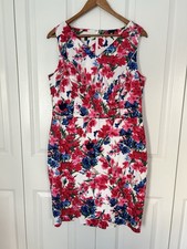 Talbots Women's Lexington Floral Poplin Sheath Dress Pink White 12 Petite