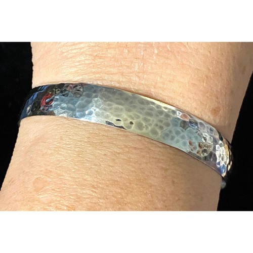 Vtg Handmade Hammered Sterling Silver Bangle Bracelet