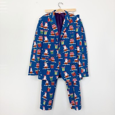 OppoSuits Mens EU 50 US 40 UK 40 Christmas Ugly Sweater Suit Jacket Pants Santa