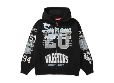 Sweat à capuche zippé Supreme Warriors appliqué "noir" - Photo 1/4