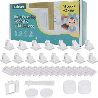 15 Pack Baby Proofing Magnetic Cabinet Locks - Child Safety Locks for Cabinet...