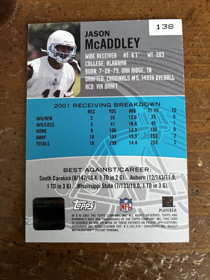 2002 Bowman's Best - Jason McAddley #138 (AU, RC) - Image 2 of 2