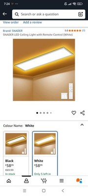 SNADER LED Ceiling Light with Remote Control (White)
