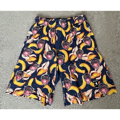 Lacrosse Unlimited Men s Shorts Large Monkey Banana Print Elastic Waist USA