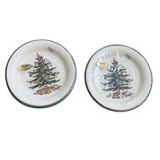SPODE CHRISTMAS TREE 16 COATED LUNCH/DESSERT PAPER PLATES NEW Made In USA