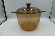 Vintage Visions Corning France Amber Glass Casserole Pot with Lid 3.5L Shelf