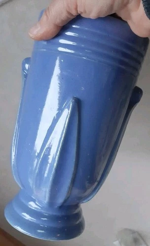 Robinson Ransbottom/McCoy? Pottery Stoneware Periwinkle Blue Urn Style Vase 8.5"