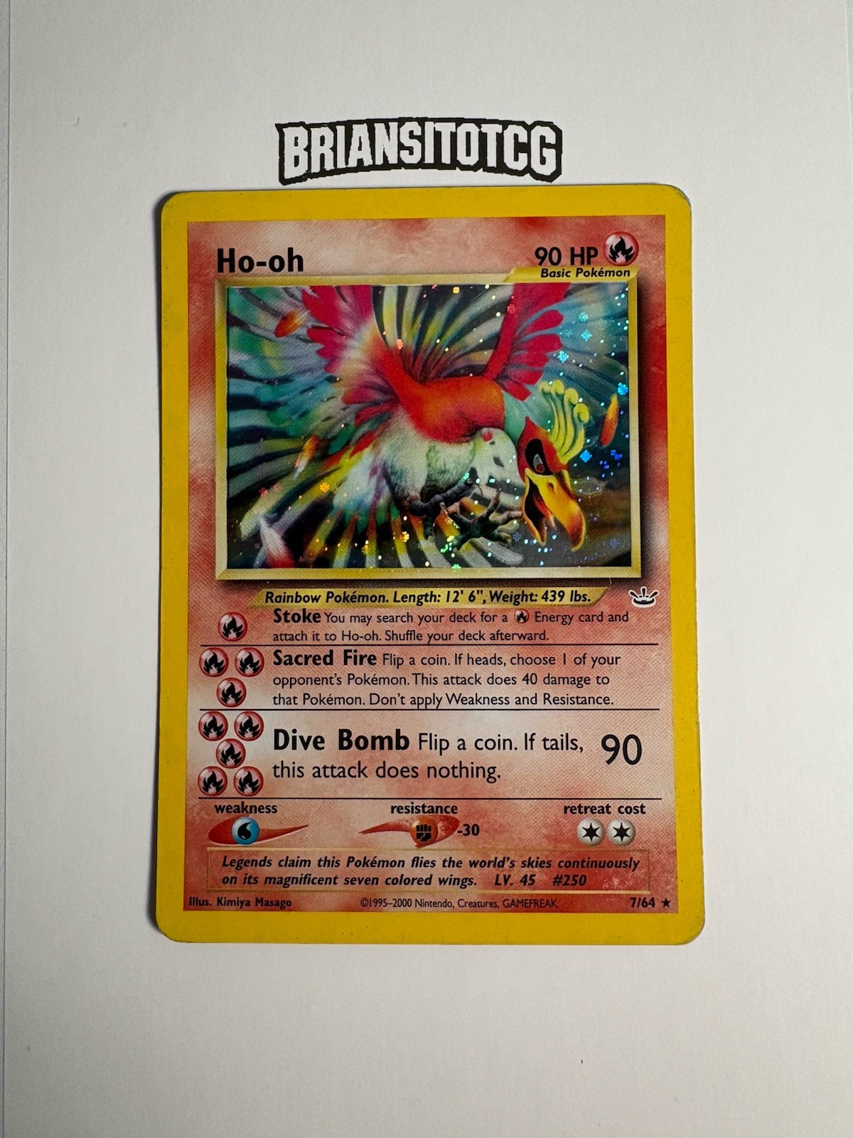 Pokémon Ho-oh Neo Revelation Legendary Bird Vintage Holo Rare 7/64 2000 MP