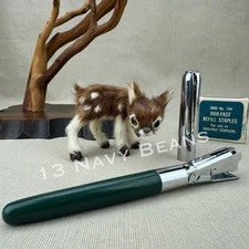 DUO-FAST Vintage Green Pocket Stapler: Fountain Pen Style Design w 2000 Staples