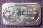 U.S.S.C RARE -St. Patrick's Day- 1974 Only 3500  1 Troy Oz. .999 Fine Silver Bar
