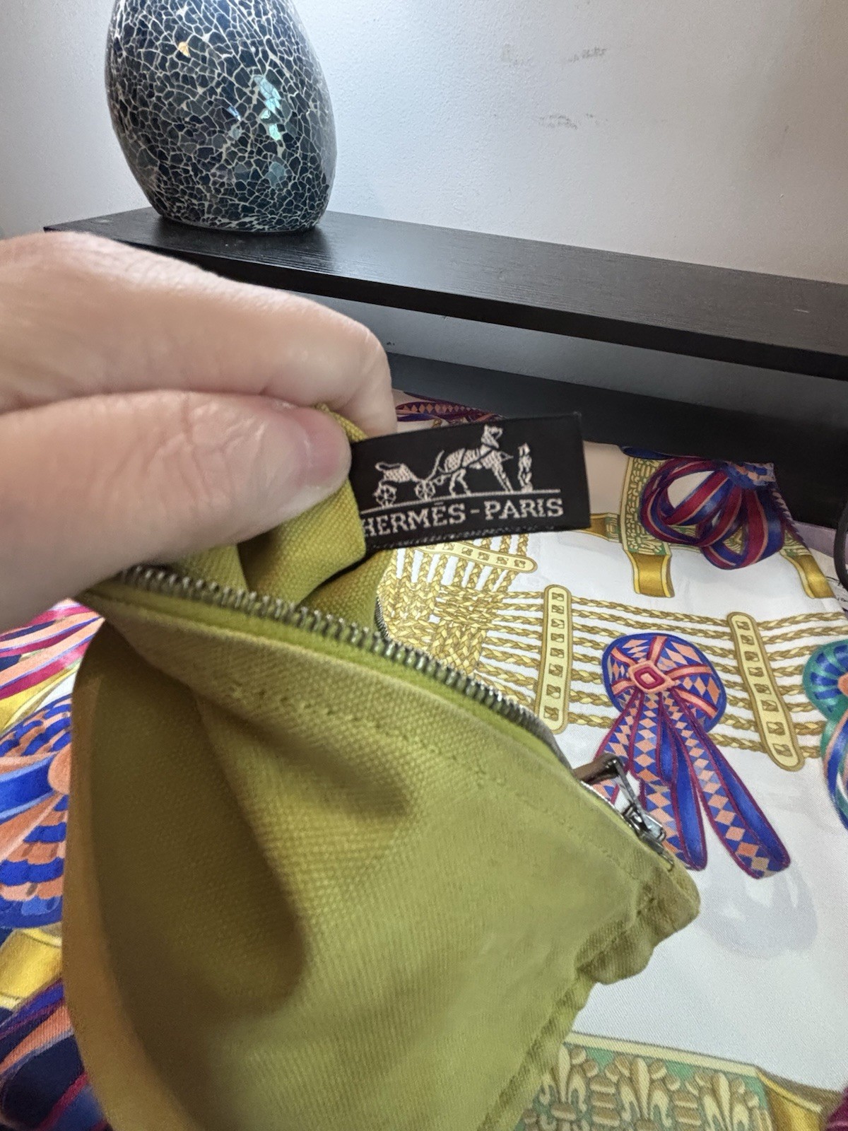 Authentic Hermès Bora Bora Canvas Pouch – Authentic Yellow Canvas — image 7
