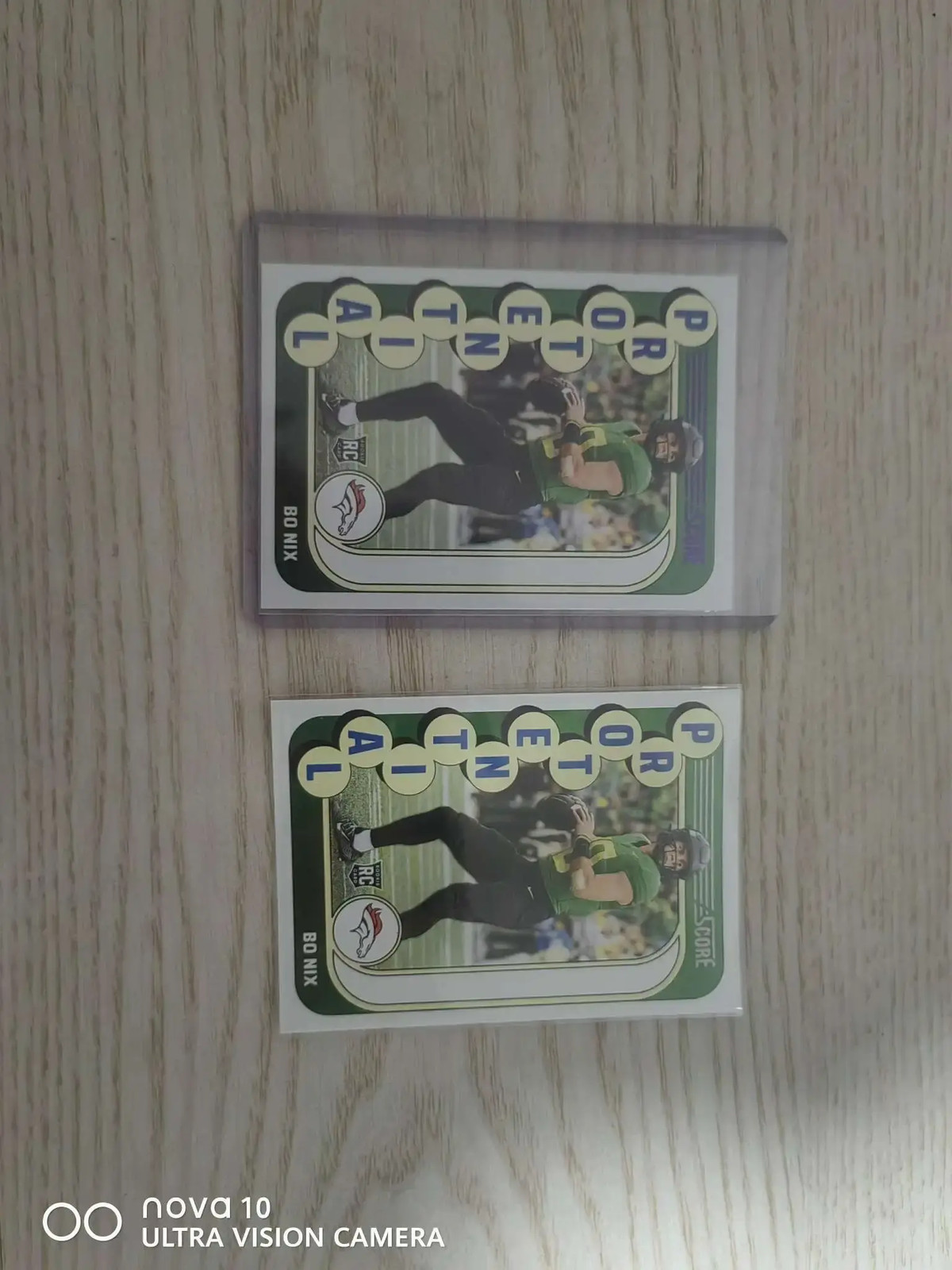 2024 Panini Score Protential RC #11 Bo Nix Denver Broncos purple and base 2card