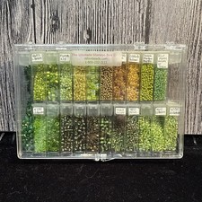 Green Colored Seed  Regular beads in storage containers Mixed Styles  Sizes