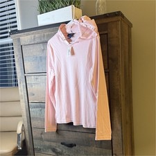 Ann Taylor Factory Store Women's Pullover Hoodie Pink Satin Trim Long Sleeve XL