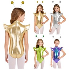 Girls Leotard Shiny Alien Outfit Stage Performance Bodysuit Cosplay Halloween