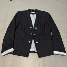 Calvin Klein Women Navy Blue Double Breast Blazer Gold Button Old Money-8-9004