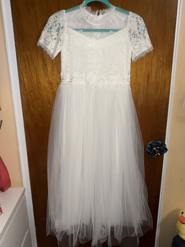 TRISH SCULLY GIRLS LACE DRESS, WHITE LACE, SIZE 12