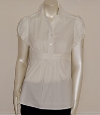 BCBG MAX AZRIA WHITE WOVEN COTTON TOP - NWT - MEDIUM
