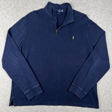 Polo Ralph Lauren Estate Rib Quarter Zip Pullover Sweater XL Mens Blue Pony