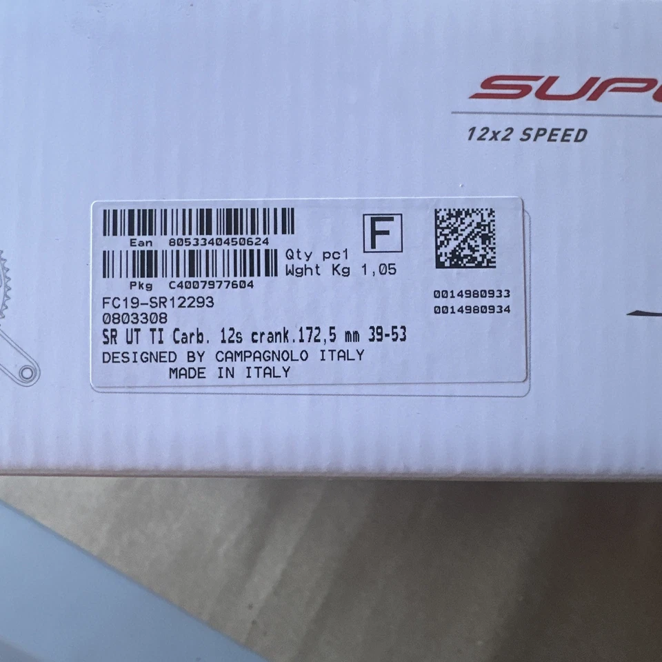 Juego de bielas Campagnolo SUPER RECORD 12S Carbono Ultra Torque: 172,5 mm 39/53T Nuevo Foto 2 de 3