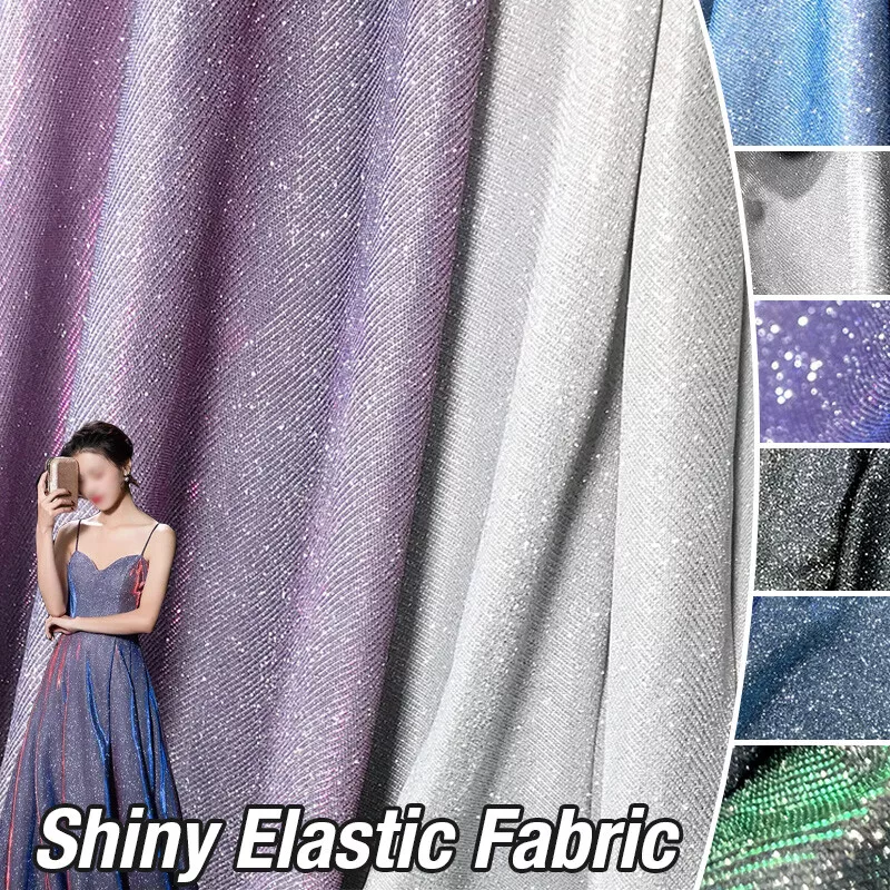 Vestido de tela brillante tejido elástico degradado rendimiento materiales brillantes 50 cm. Foto 4 de 4