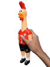 Rubber Chicken Toy - Squeaky fun screaming 15 inch tall - Red Soccer style