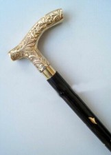 Nautical Designer Brass Handle Vintage Style Wooden Walking Stick Antique Cane