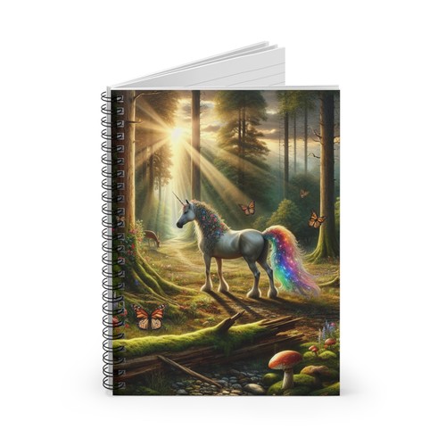 Spiral Notizbuch liniert Linie Ein buntes Einhorn im Wald Design 7 - Bild 2 von 6
