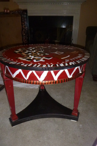 one-of-a-kind ART END TABLE, black lady art, - Picture 4 of 6