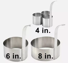 Carnival King Funnel Cake Fryer Stainless Steel Mold Rings Kit Set 4'' 6'' 8''