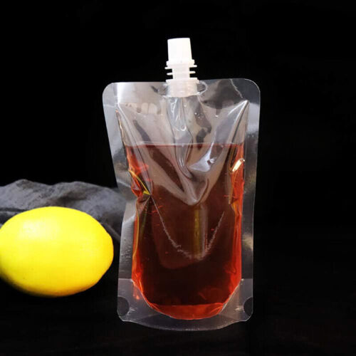 20PCS 250ML Clear Plastic Spout Flask Bladder Bags Alcohol Pouch Leak Proof Cap - Picture 6 of 12