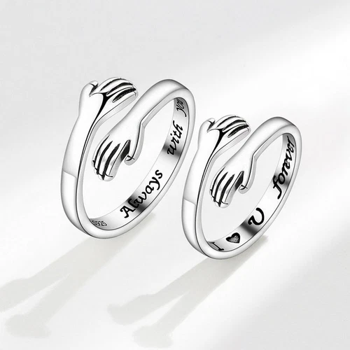 2pcs/set Love Hug Promise Finger Ring Couple Adjustable Women Men Jewelry Gift