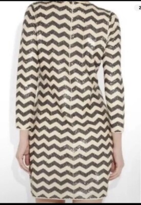 j crew chevron sequin dress NWT JCrew women's zig zag CHEVRON sequin sheath dress IVORY AND BLACK size  S