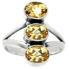 Three Stone Natural Gemstone Ring 925 Sterling Silver Handmade Jewelry DGR1140