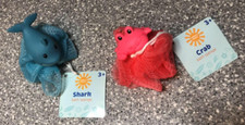 Ocean Themed Squirt Kid Bath Toys Lot of 2 Pack Bath Sponge Shark Crab Free Ship