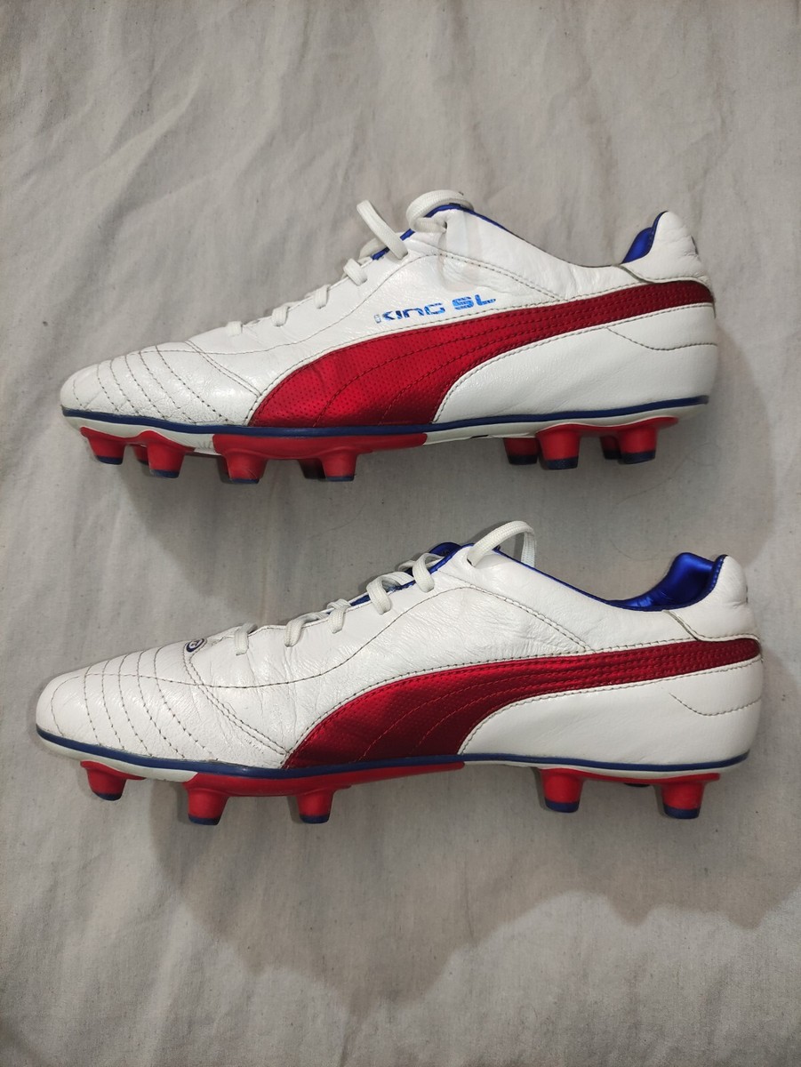 Puma King SL 1 Finale FG White/Red/Blue US 10 leather soccer Puma King SL 1 Finale FG White/Red/Blue US 10 leather soccer