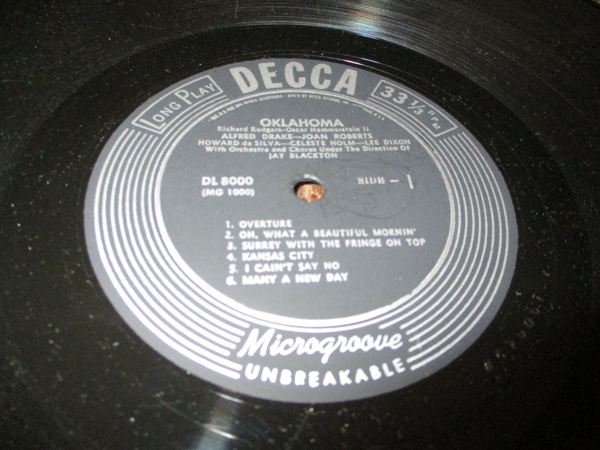 1949 OKLAHOMA New York Cast Mono LP Decca 8000 Alfred Drake Joan