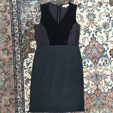 Ann Taylor LOFT Multicolor Black Purple Gray Shift Career Work Dress 6