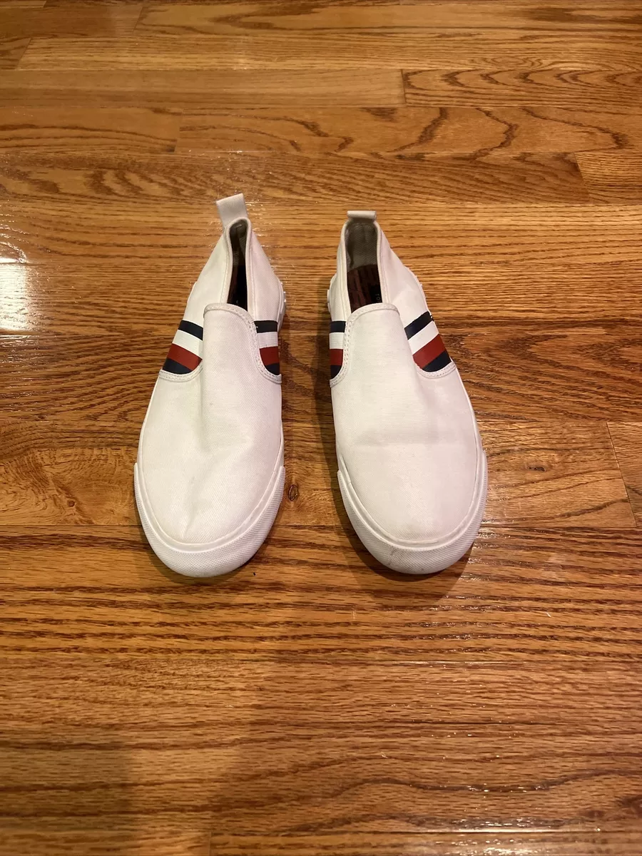 TOMMY HILFIGER Canvas Slip On Casual Shoe SZ 8 White