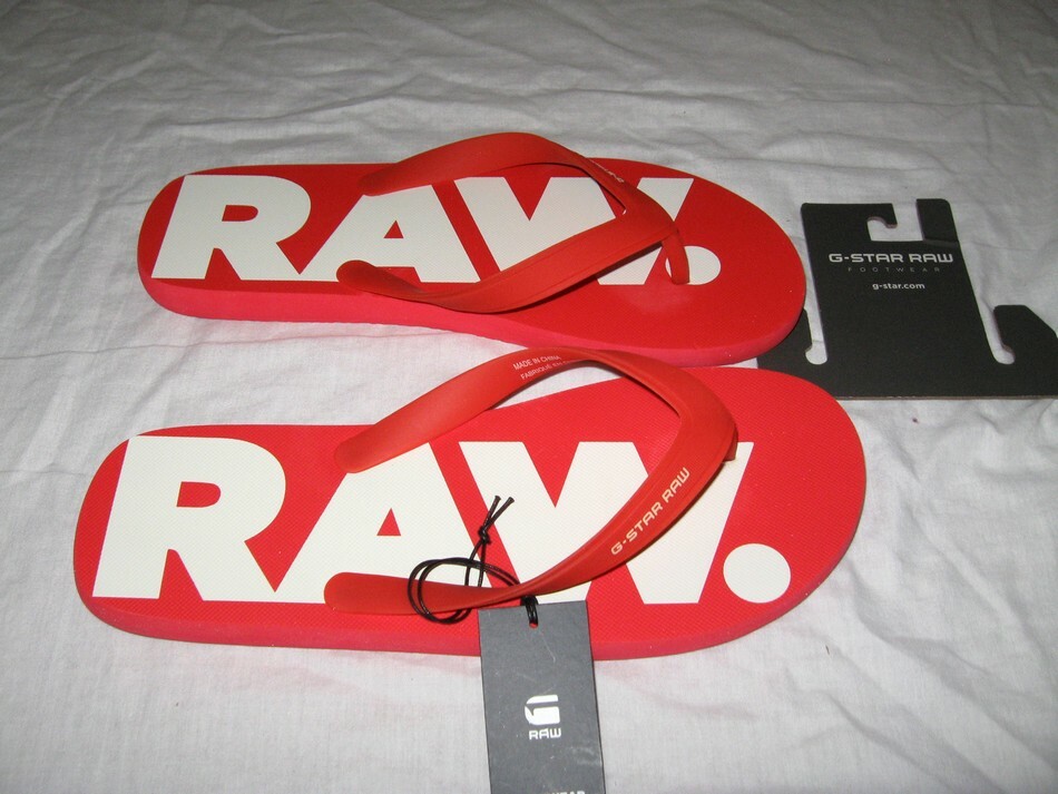 BNWT  G-STAR RAW  Dend  Flip Flops  Flame Red  White    Size 8 - 9