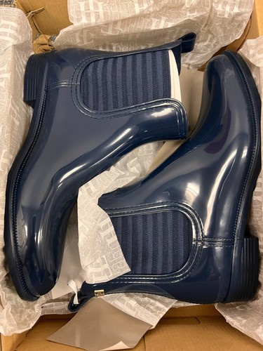 NEW! Tommy Hilfiger Women's Shoes / BootsSport Navy Patent Rain Boot - Size 10 - Picture 6 of 7