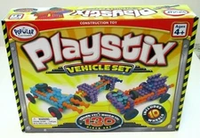 Popular Playthings PLAYSTIX VEHICLE SET (130 pieces) Ages 4+ NEW