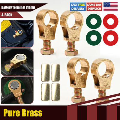 Pure Copper Car Battery Terminal Connection Clamp Wire Clip w/ Washer Universal