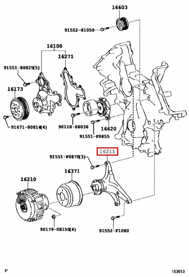 Toyota Genuine Lexus Land Cruiser LX450 LX570 BRACKET FLUID COUPLING 16830-38010 - Image 2 of 2