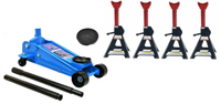 Hydraulisch Rangierwagenheber G01062 Blau Autoheber 3T Mit 4 UnterstellböCke 3T