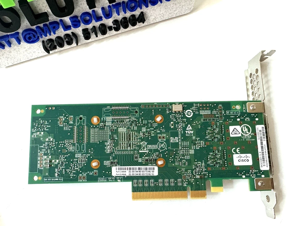 Cisco UCSC-PCIE-QD16GF V01 PCIe 2-Port FC 16GB HBA QLE2692-CSC 30-100211-01 A0 - Image 3 of 3