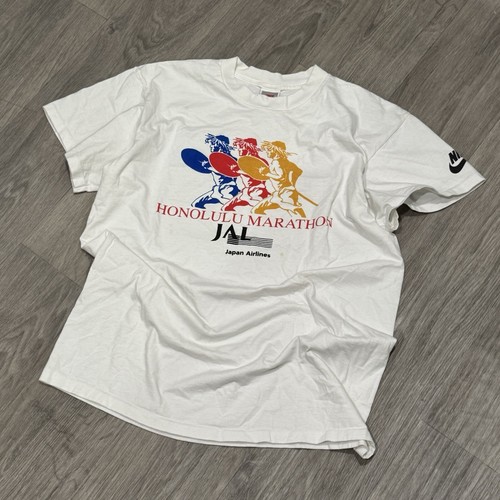 Vintage 90 Nike Shirt Honolulu Marathon White Single Stitch Mens L
